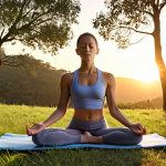 **

A person meditating outdoors at sunrise, visualizing success on their fitness coach exam. The scene should be peaceful with a hint of determination. The person is surrounded by calming nature. Keywords: meditation, success, fitness exam, sunrise, peaceful, determined.

**