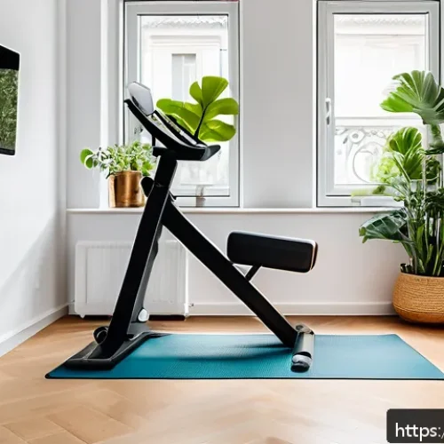 헬스트레이너 워라밸 실현 사례 - A modern and bright home gym setup for a personal fitness coach in a French urban apartment, featuri...