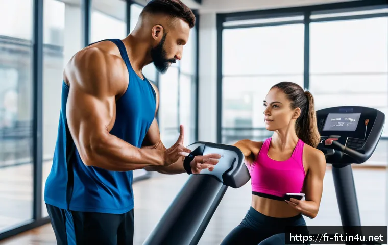 헬스트레이너 성공적인 PT 계획 - A professional personal trainer conducting an initial fitness assessment with a French adult client ...